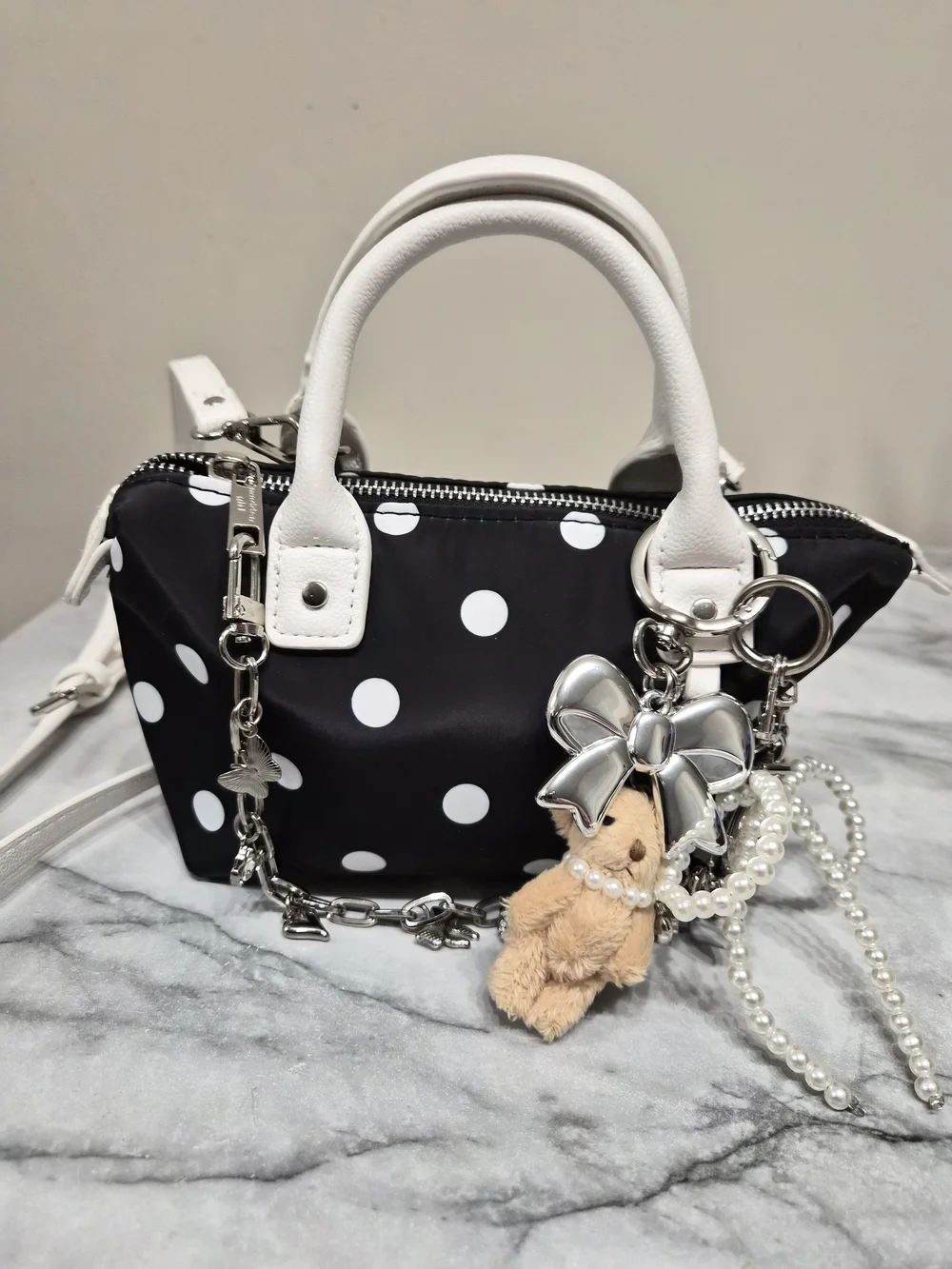 Madden Girl Black Polka Dot Satchel Crossbody